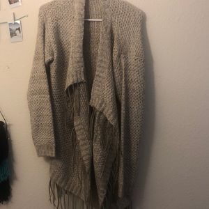 Beige cardigan with fringe